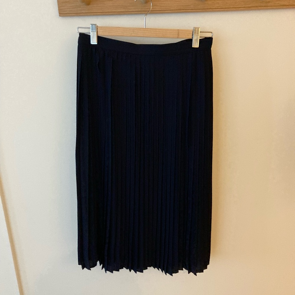 J. Crew Dark Navy Blue Pleated Midi Skirt